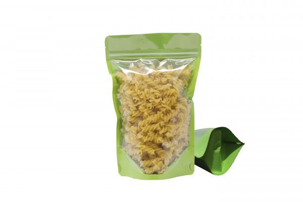 250g Clear Lime Green Shiny Stand Up Pouch - Image 2